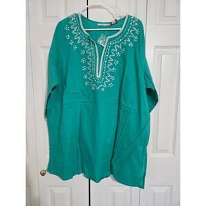 Chelsea studio 1x women's green boho style blouse